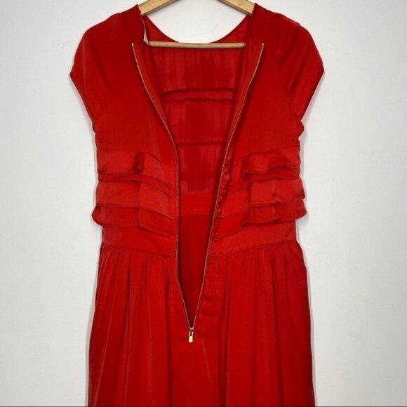 Sandro Paris Red Ruffle Mini Dress Women Size Small - Picture 5 of 10